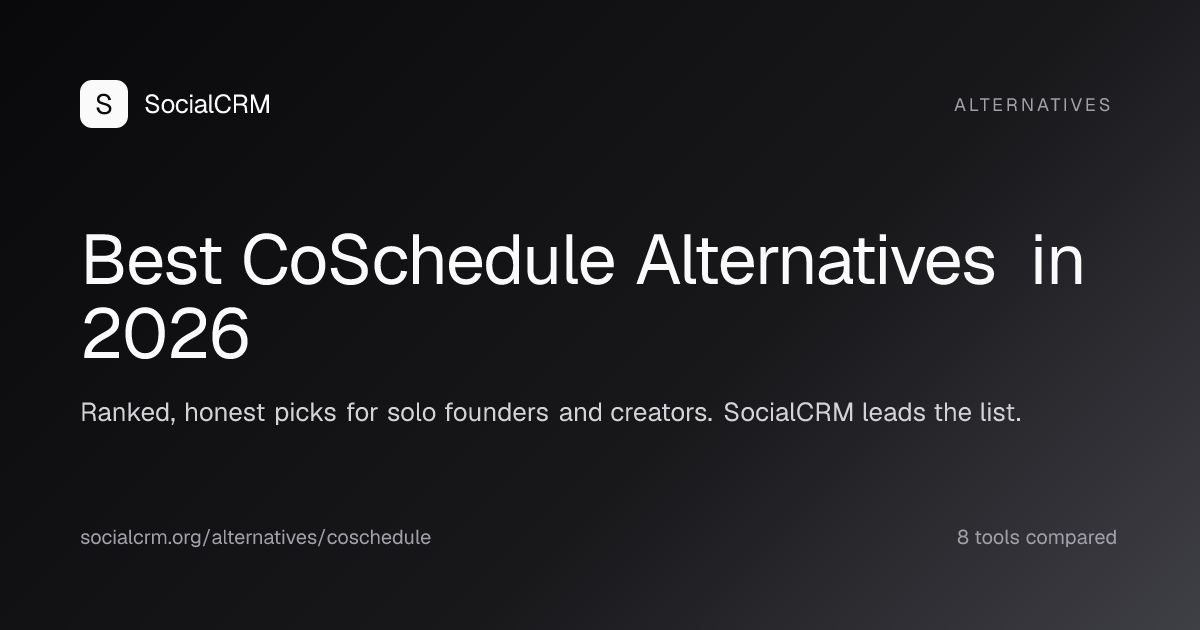 Best CoSchedule alternatives in 2026, ranked and compared by SocialCRM