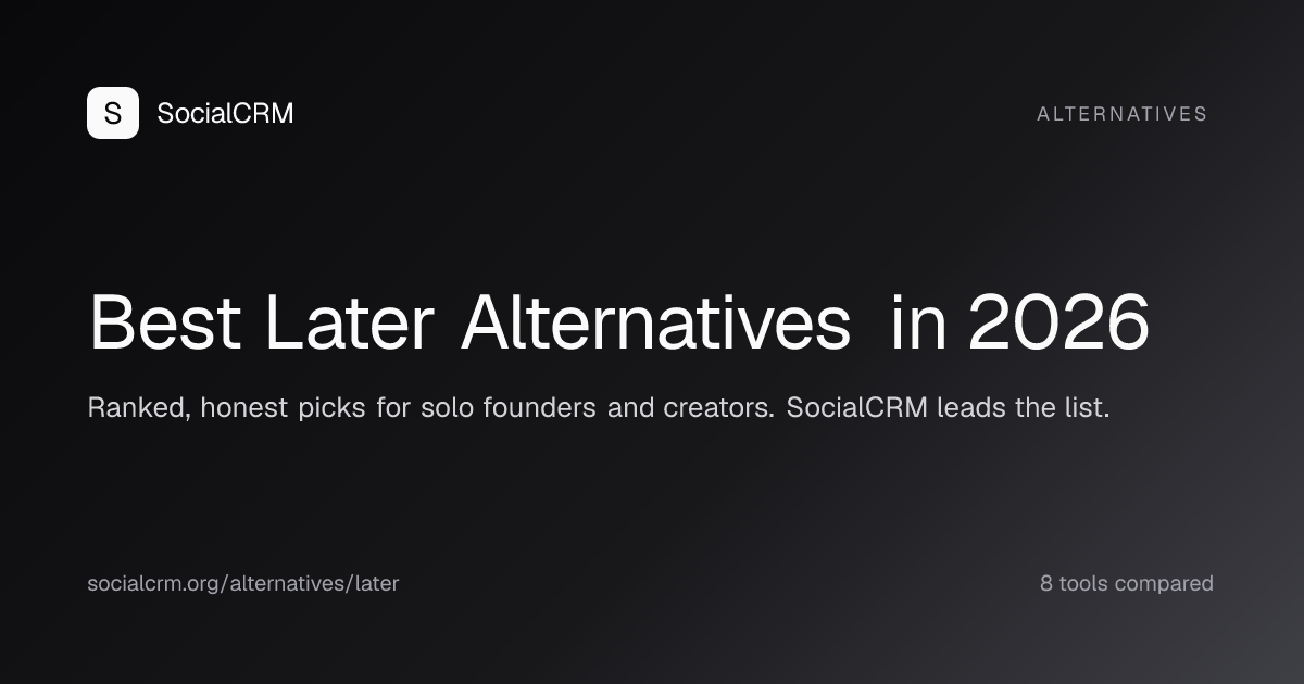 Best Later alternatives in 2026, ranked and compared by SocialCRM