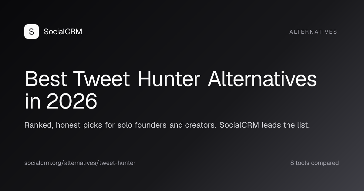 Best Tweet Hunter alternatives in 2026, ranked and compared by SocialCRM