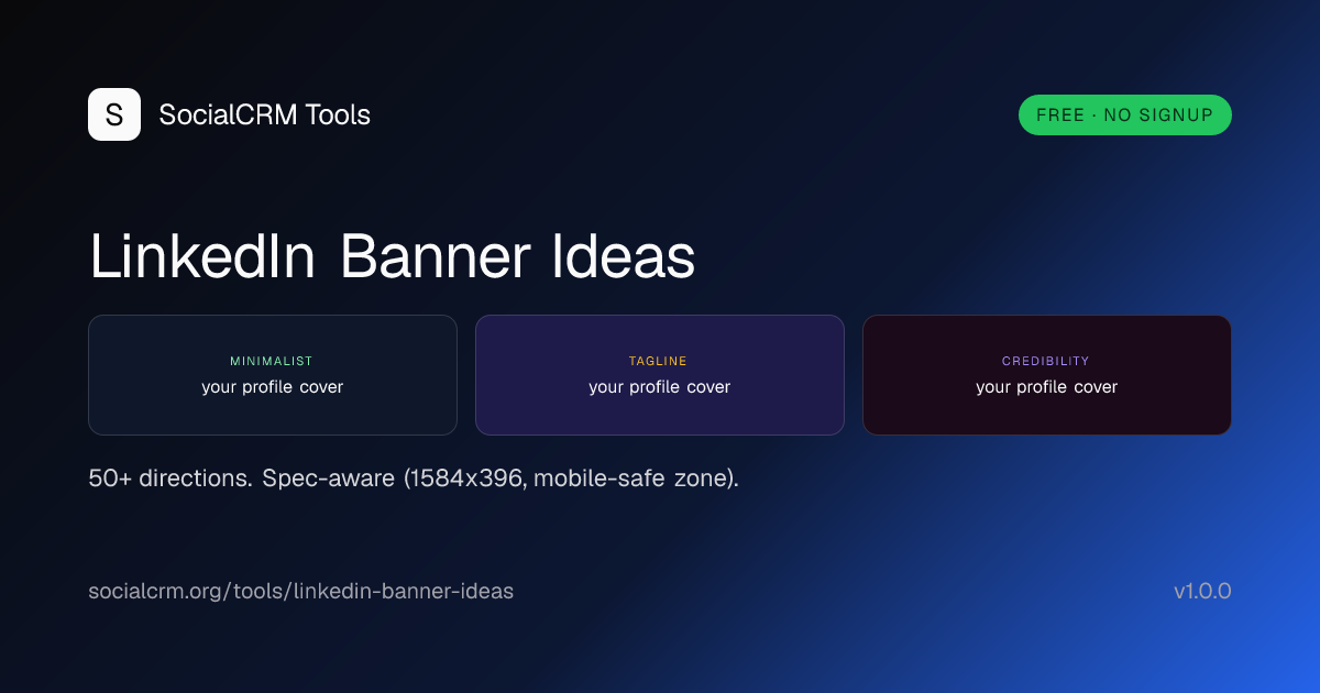 LinkedIn Banner Ideas: 50+ LinkedIn cover photo design directions across 5 styles - minimalist, tagline, credibility, service/offer, personality.