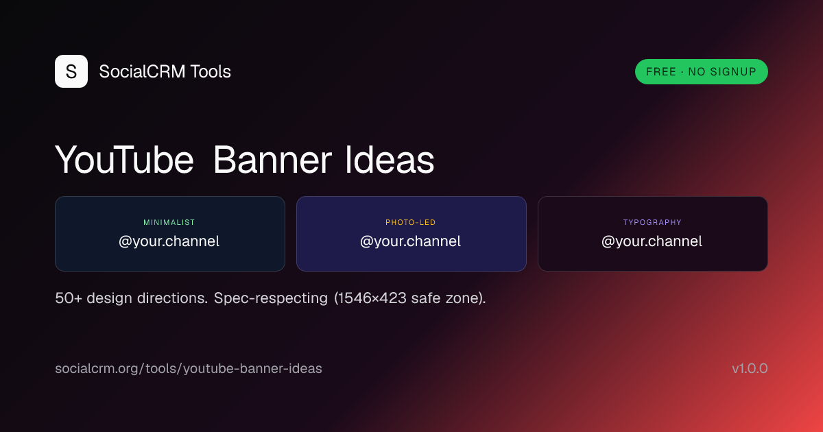 YouTube Banner Ideas: 50+ YouTube channel art design directions across 5 styles - minimalist, photo, illustration, typography, schedule.